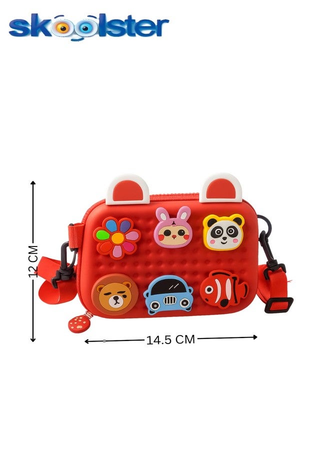 Skoolster Kids Cute Cartoon Crossbody Bag - 3D Animal & Car Design Silicone Shoulder Purse for Toddlers and Girls | Lightweight Waterproof Mini Bag for Travel, School & Outdoor Play (Red) - Image 5